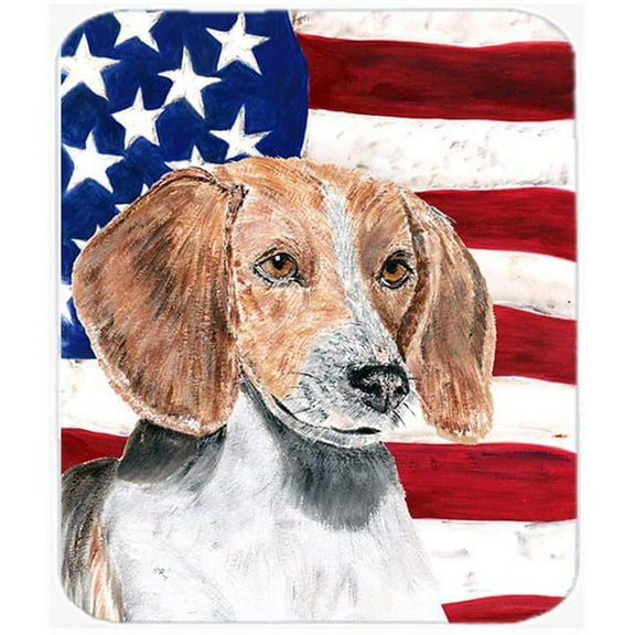 7.75 x 9.25 In. English Foxhound USA American Flag Mouse Pad, Hot Pad or Trivet