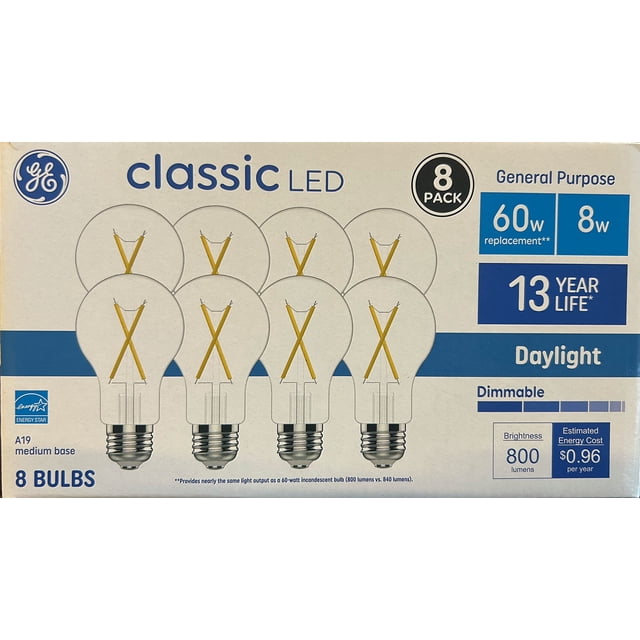 Bombillas LED GE Classic A19 Daylight 8 W (60 W Eq.) 800 lm