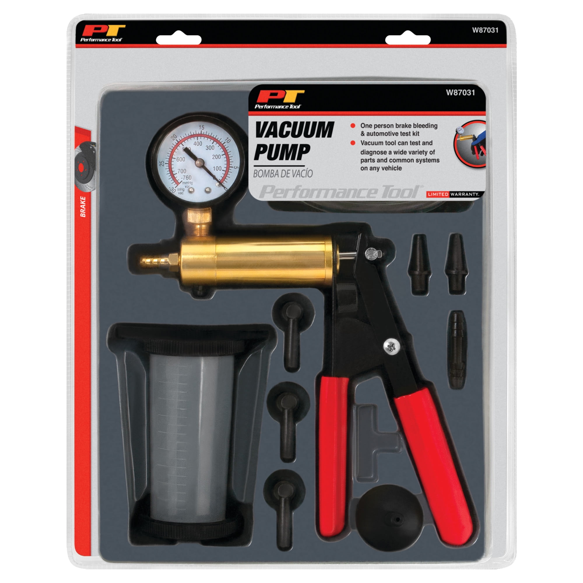 Performance Tool W87031 Vacuum Pump Kit  For Vacuum and Pressure Tests, Perform Engine Performance Diagnostics, Brake Bleeding, Fluid Transfer and Evacuation