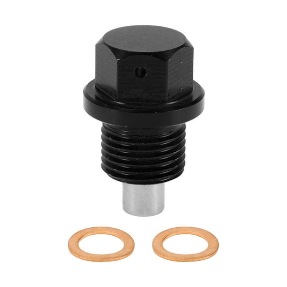 Unique Bargains 1 Set Universal Oil Drain Plug Anti Leakage Oil Pan Drain Bolt Screw Thread Repair with Gasket Magnetic Black Aluminum Alloy Copper M14x1.25
