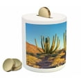 thumbnail image 2 of Cactus Piggy Bank, Photo of Nature Desert Cactus with Spikes and Mountains Open Clear Sky Image Print, Ceramic Coin Bank Money Box for Cash Saving, 3.6" X 3.2", Multicolor, by Ambesonne, 2 of 4