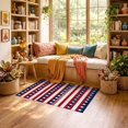 thumbnail image 2 of ODIKA 3'x5' Ultra-Soft Throw Mat, July Fourth Independence Patriotic Interlocking Stars Stripe None Washable, Bare feet friendly, Easy Care Indoor rug for Bedside, Vanity, 2 of 7