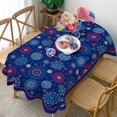 thumbnail image 3 of 4th of July Tablecloth Patriotic Decorations Red White and Blue Print Fireworks Memorial Day Backed Table Cloth American Flag Indoor/Outdoor/Pool/Party (Round/Oblong/Rectangle/Oval), 3 of 6