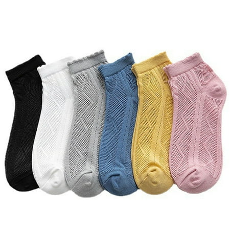 

Solid Color Ankle Socks: 6 Pairs Breathable Mesh Socks Short Socks for Summer