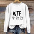 thumbnail image 2 of WREESH WTF Thanksgiving Sweatshirt Women's Crewneck Wine Turkey Family Sweatshirt Fashion Letter Graphic Casual Fall Tops 2025 Teen Girl Clothes White, 2 of 4