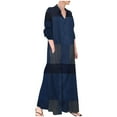 thumbnail image 1 of IDALL Robe Maxi à Imprimé Floral pour Femmes Automne 2024 Robes d'Invité de Mariage Manches Longues Enveloppantes Col en V Volants Ceinturées Ligne A Fluide Décontractée Taille Nouée Boho en Chiffon Robe de Soirée Z2-Marine TG, 1 of 8