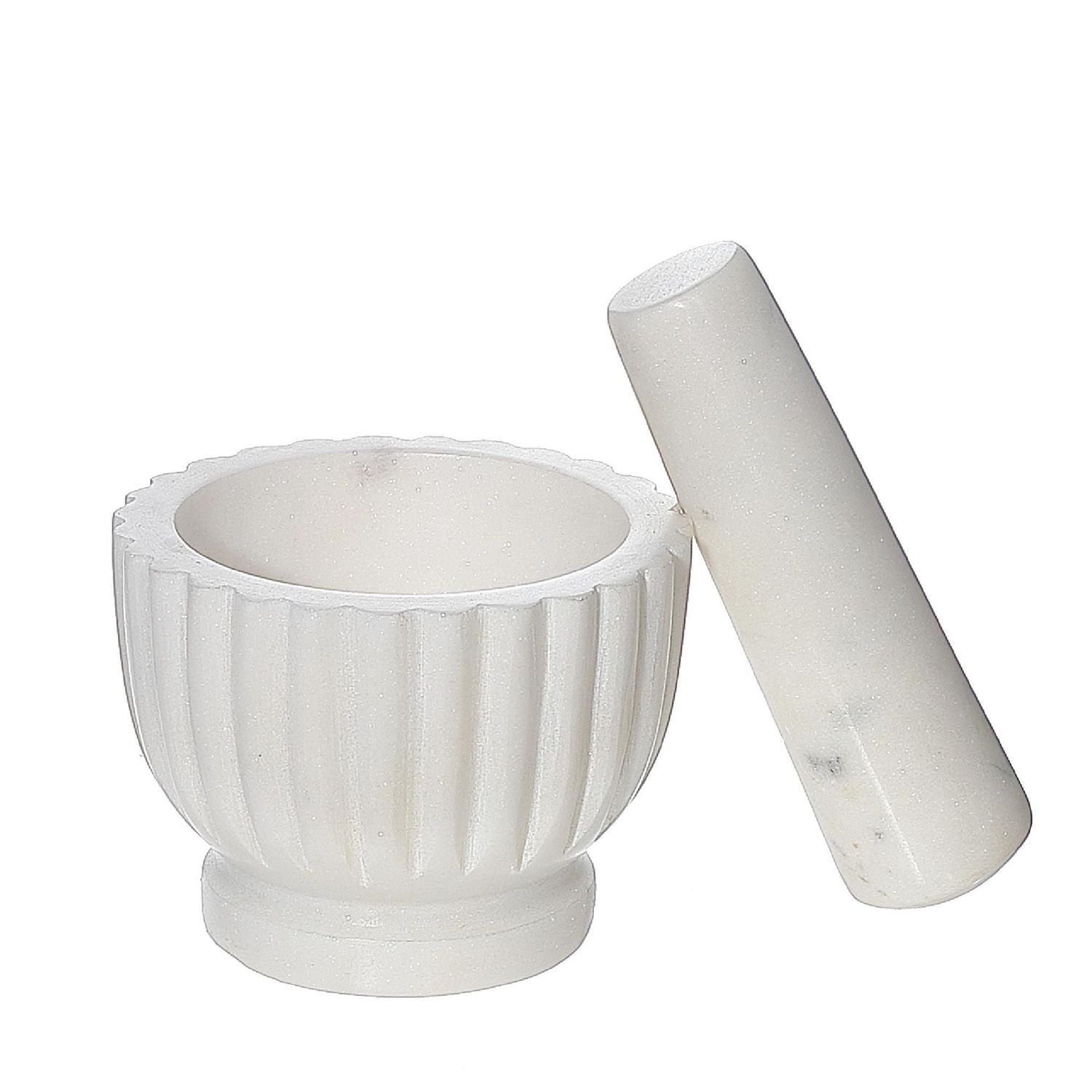 Mortier En Marbre Blanc Et Pastel Avec Sculpture