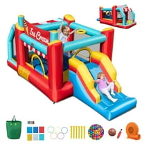 Infans Inflatable Bounce House 5-in-1 Ice Cream Jumping Castle with 520W Blower