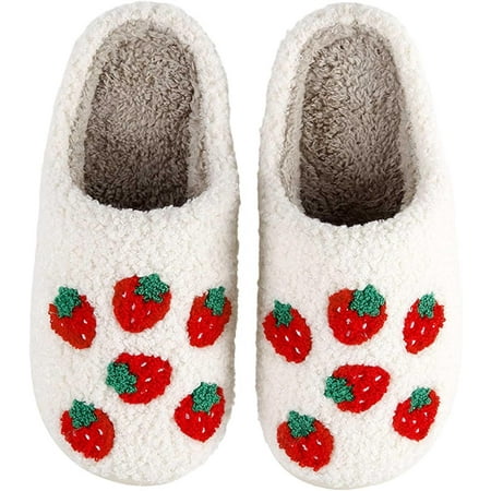 

Womens Mens Slippers Retro Memory Foam Cute Cartoon Plush Fluffy Warm Fur Lined slippers Indoor House Home Winter Shoes