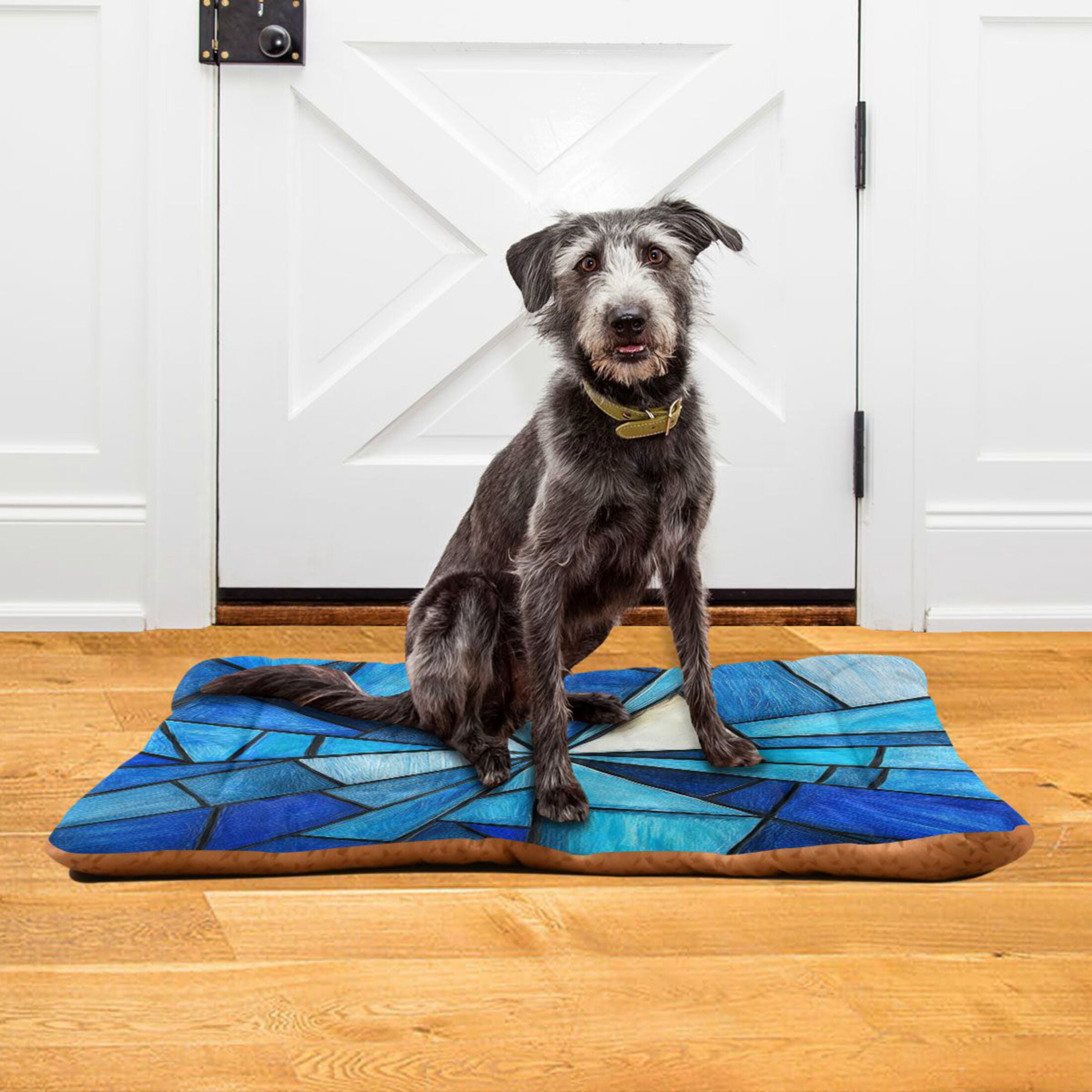 Qxltty Blue Irregular Glass Ped Pad Wear-resistant and Hard to Bite Through Sleeping Pad for Small Medium Large Dogs Winter Pet Bed 36×24in
