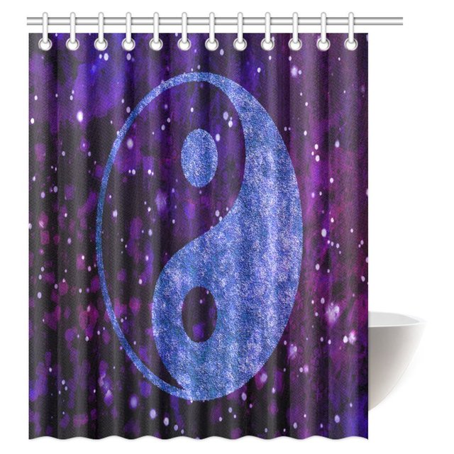 ABPHQTO Decoración de apartamento cortina de ducha humo línea multicolor ornamento Yin Yang signo tela baño decoración conjunto con ganchos 150x180 cm