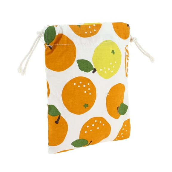 1 Pc Women Durable Drawstring Cosmetic Bag for Business Travel Camping Orange Cotton