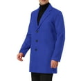 thumbnail image 4 of Unique Bargains Men's Slim Fit Notched Lapel Single Breasted Mid Length Overcoat L Blue, 4 of 6