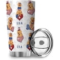 thumbnail image 2 of Independence Day Golden Retriever 20oz Tumbler with Lid July 4th Dog American Flag Paws Love Bones Vacuum Insulated Water Bottles Cups Patriotic Dogs Travel Coffee Mugs, 2 of 6