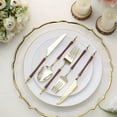 thumbnail image 4 of BalsaCircle 24 Gold Brown Disposable Plastic Cutlery Roman Column Handle Spoon Fork and Knife Set Party Decorations, 4 of 8