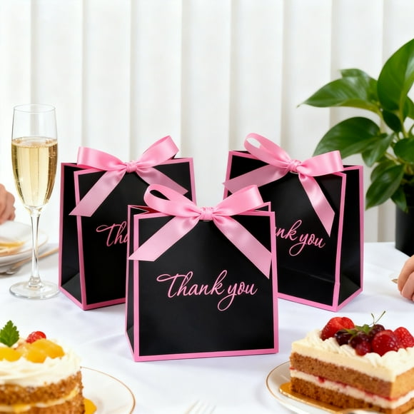 Decoración para el hogar, decoración de habitaciones, decoración de paredes. 10 juegos de bolsos de mano con lazo estampado, corbatas, mini bolsas de regalo y cajas de embalaje de papel.