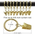 thumbnail image 2 of SURJDE 100 Pack Metal Curtain Rings with Clips, Curtain Hangers Clips, Drapery Clips with Rings, Drapes Rings 1 in Interior Diameter, Fits Diameter 5/8 in Curtain Rod, Yellow Golden Color, 2 of 7