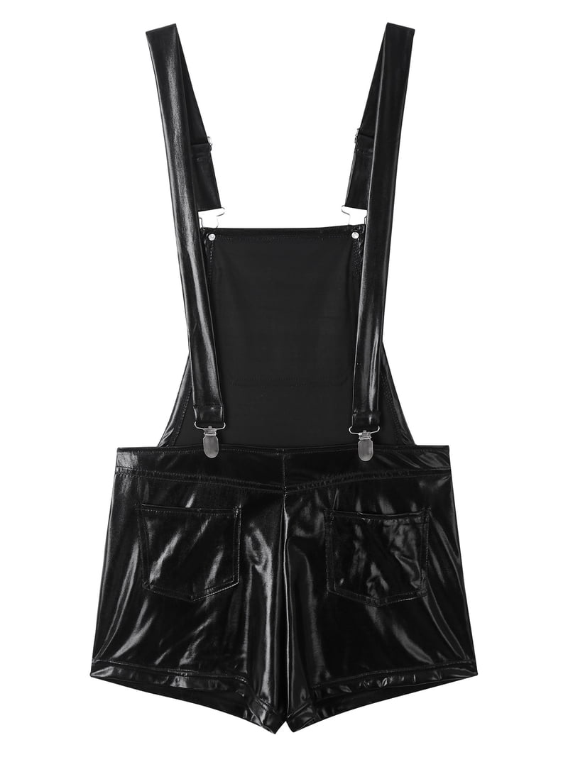 Alvivi Men's Shiny Metallic Bib Overalls Dungarees Suspender Hot