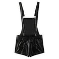 thumbnail image 2 of inlzdz Men's Metallic Shorts Dungarees Suspender Bib Overall Spandex Leotard Romper Bodysuit Black XL, 2 of 7