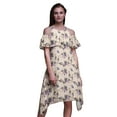 thumbnail image 1 of Bimba White Bird Print Womens Chic Style Cold Shoulder Shift Dress Summer Tunic - Small, 1 of 6