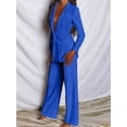 thumbnail image 6 of Pants Suits for Women Dressy 2 Piece Business Casual Lapel Long Sleeve Open Front Blazer Pants Suit Set Blue XL, 6 of 8