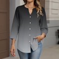 thumbnail image 4 of Bbyeadc Button Up Shirts for Women 3/4 Length Sleeve V Neck Top Tie Dye Breathable Top Fashion Loose Spring Shirts,Gray(M), 4 of 5