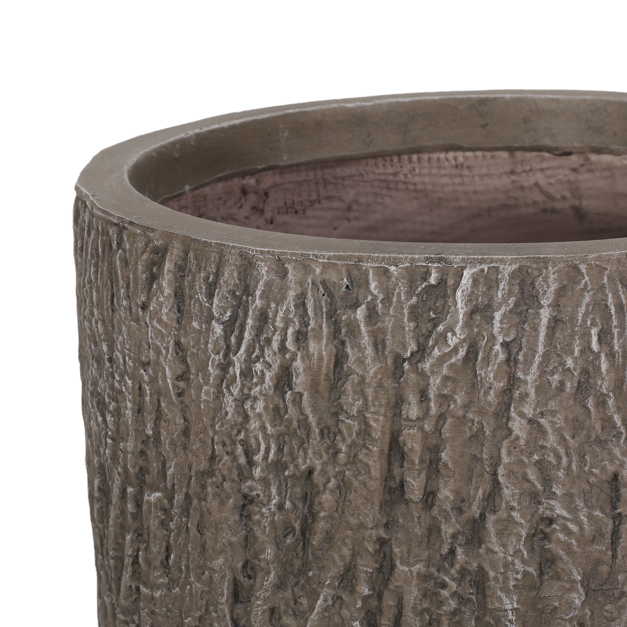 GDF Studio Moreno Outdoor Cast Stone Planter, Brown Wood Large