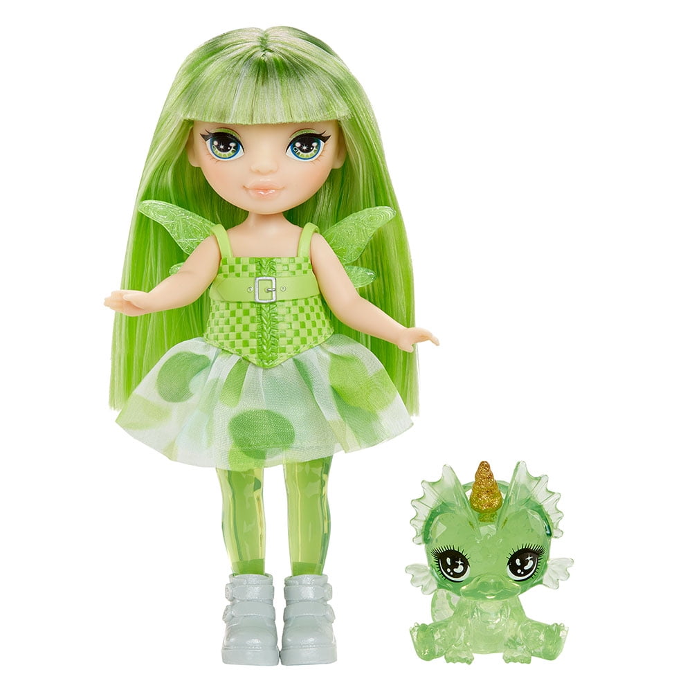 Rainbow High Littles Rainbow Fantasy Fairies + Pet – Emerald Green 5.5" Posable Small Doll & Fantasy Dragon Pet