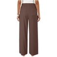 thumbnail image 6 of larppty Linen Pants Women Summer Elastic Waist Drawstring Straight Leg Pants Flowy Beach Vacation Lounge Trousers with Pocket (Brown, L), 6 of 9