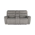 thumbnail image 2 of Benjara Folu 80" Console Loveseat- Dual Manual Recliner- Gray Faux Leather, 2 of 7
