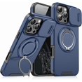 thumbnail image 1 of KOMI Phone 16 Pro Max case, Mag Compatible, 360°Rotating Stand, Camera Protector, Anti-Yellow, Anti-Fingerprint, Drop Protection, Shockproof, Full Protection, Silicone Case, Blue, LK-16PM, 1 of 5