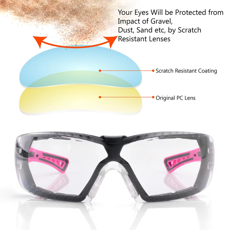 CIRCLE- Safeyear Pink Safety Glasses Work Goggles Women Girl Female Anti Fog Head Strap