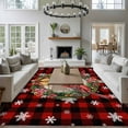 thumbnail image 3 of 8x10 Area Rugs for Living Room, Red Plaid Christmas Non Slip Area Rugs for Kitchen Bedroom Entryway, Xmas Snowflake Birds Botanical Washable Carpet Runner Rug Floor Mats for Bedroom Home Decor, 3 of 9