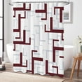 thumbnail image 4 of Burgundy Fabric Shower Curtain, Geometric Cloth Shower Curtain Set with 12 Plastic Hooks, Water Repellent, Machine Washable, Hotel Modern Decorative Polyester Shower Curtains for Bathroom, 72x72, 4 of 6