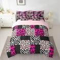 thumbnail image 2 of Manfei Zebra Leopard Print 7 Pieces Bedding Comforter Set for Female Men Teens,Geometric Plaid Full Bedding Set Lightweight,Animal Print Fitted Sheet Flat Sheet,Breathable Home Decor, 2 of 8