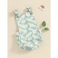 thumbnail image 3 of Suealasg Baby Girls Rompers Infant Girls Denim Jumpsuits Newborn Daisy Print Sleeveless Adjustable Straps Bodysuits Summer Outfits, 3 of 8