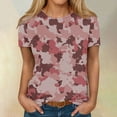 thumbnail image 2 of IYYVV Womens Casual Tops Fall Short Sleeve Loose Y2K Shirt Crew Neck Blouse Camouflage Print Tees Loose Fit Trendy Summer Clothes Purple Pink S, 2 of 5