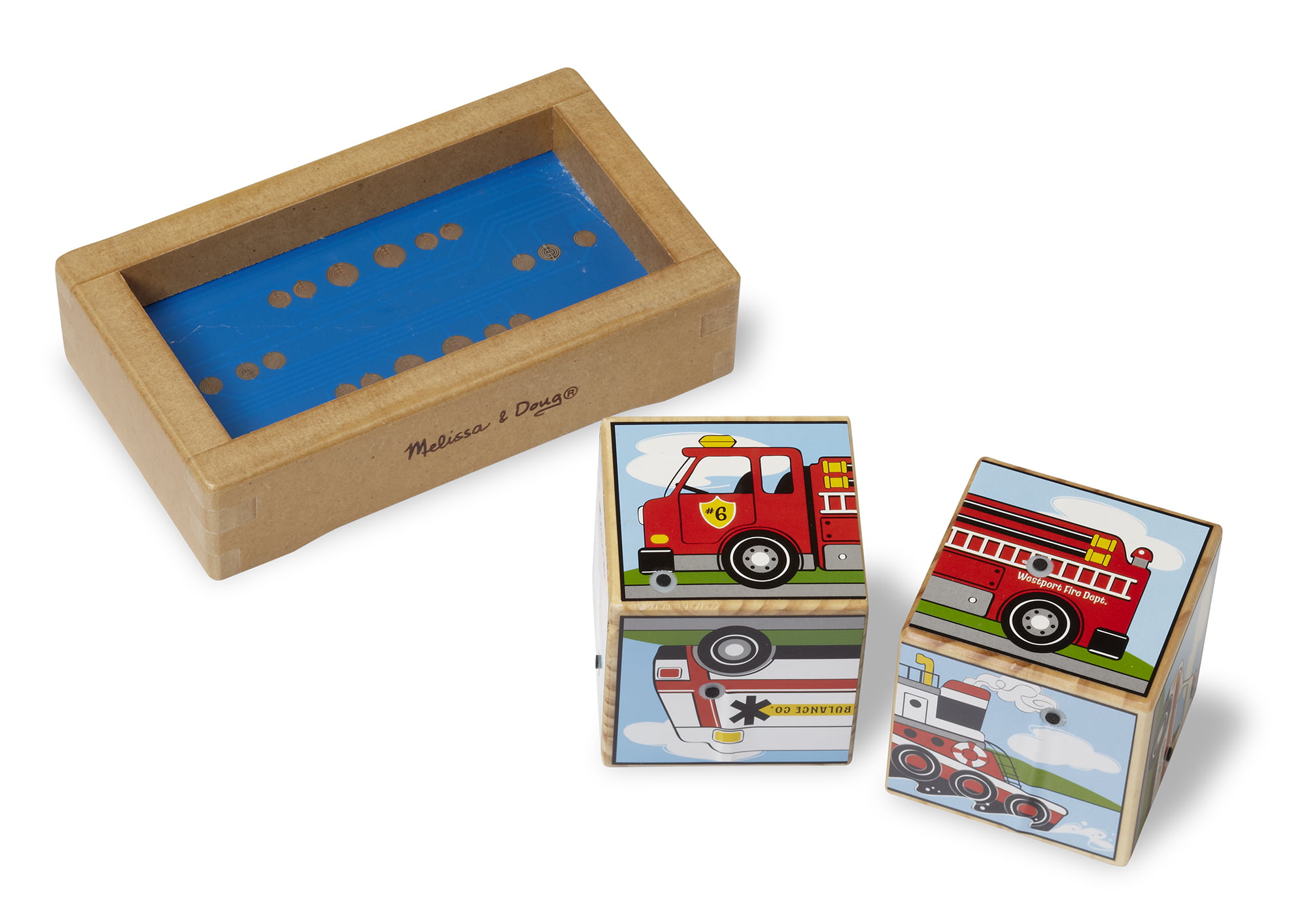 Melissa And Doug Vehicles Sound Blocks 6 In 1 Puzzle With Wooden Tray