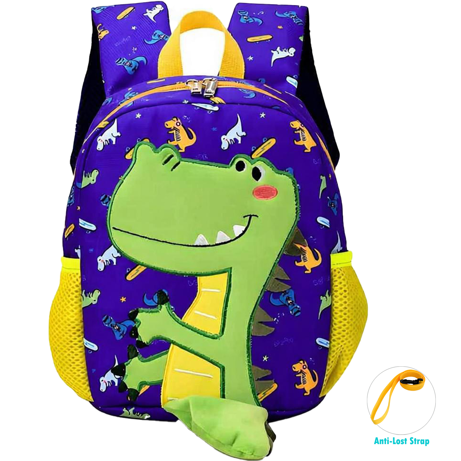AlmosTen Toddler Backpacks for Boys Girls 2-4,Backpack for School Cute Kids Teens Bookbag for Kindergarten Elementary Preschool Dinosaur Backpacks for Toddler boys (Blue)