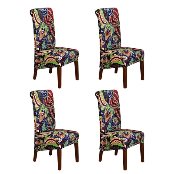 Set Of 4 Water Resistant Chair Covers Ethnic Pattern Seat Protectors For Home