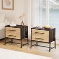 thumbnail image 4 of Estilo rural nightstand con cajones light wood bedside mesa con metal legs 2 cajón sofa side mesa rustic almacenamiento gabinete para dormitorio & sala de estar, 4 of 6