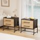 thumbnail image 4 of Estilo rural nightstand con cajones light wood bedside mesa con metal legs 2 cajón sofa side mesa rustic almacenamiento gabinete para dormitorio & sala de estar, 4 of 6