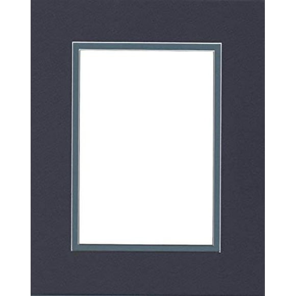 Pack of (2) 22x28 Double Acid Free White Core Picture Mats Cut for 18x24 Pictures in Navy Blue and Slate Blue