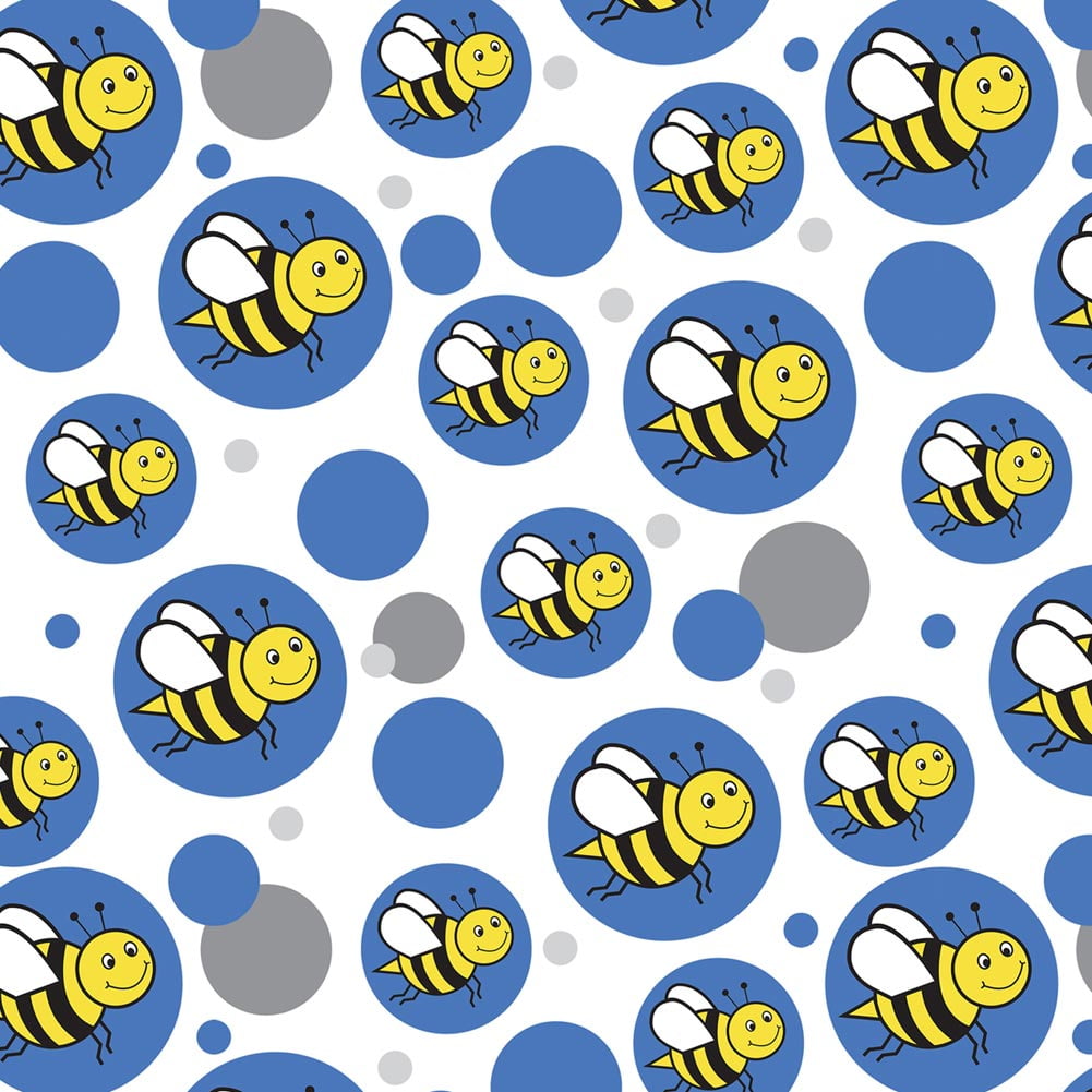 Happy Bumble Bee Buzz Insect Honey on Blue Premium Gift Wrap Wrapping