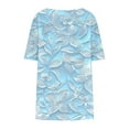 thumbnail image 5 of Uaswgudfs Plus Size Women's Short Sleeve Blouse with Relaxed Fit & Floral V-Neck for Casual SummerLight BlueL, 5 of 5