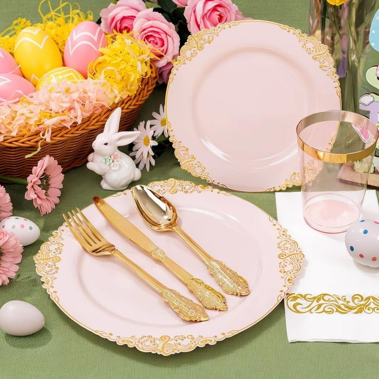 Porcelain Plates Pink And Gold Dinnerware Gold Pink Tallulah