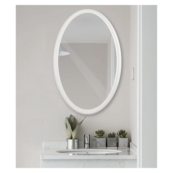 Oval Wall Mirror (36X24) Decorative Bathroom Mirror Vanity Mirror for Entryway Living Room with Safety Backing (White)