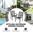 thumbnail image 5 of Nuu Garden Outdoor Iron Dining Chairs Set of 2 with Slatted Seat Design for Airflow, Non-slip Foot Pads and Stackable Patio Chairs for Garden Deck Poolside, Black, 5 of 10