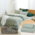thumbnail image 2 of Queen,Washed Microfiber Green Queen Size Duvet Cover Set,Solid Color - Soft and, 2 of 6