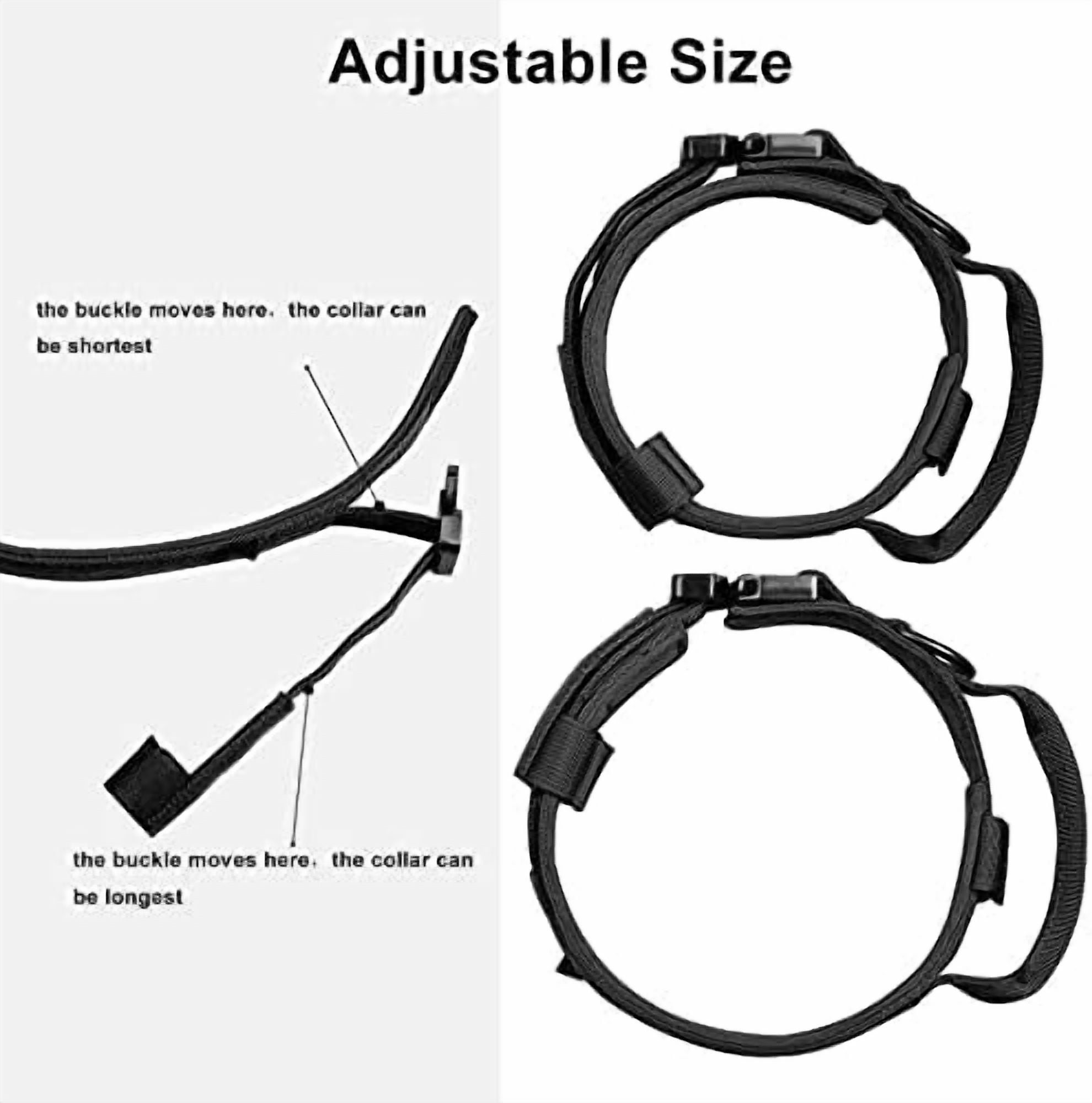 Tactical Dog Collar, Adjustable Military Training Nylon Dog Collar with Control Handle and Heavy Metal Buckle for Medium and Large Dogs, with Patches and Airtags Case (XXL, Black)